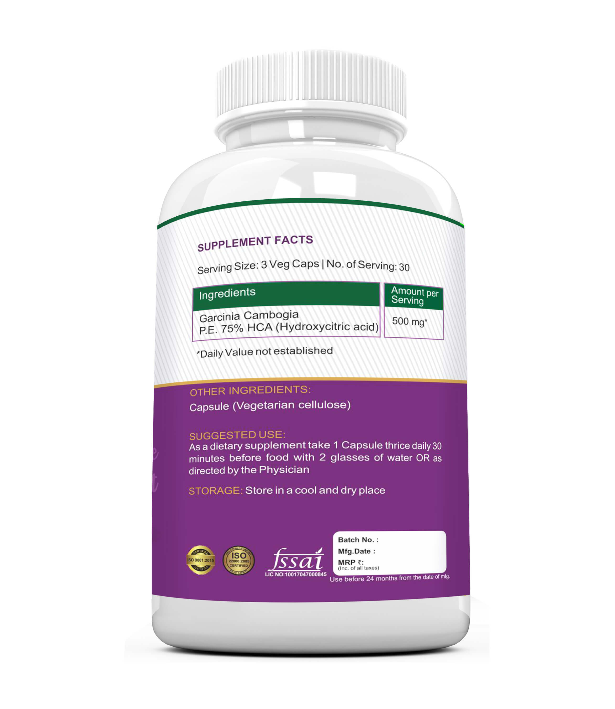 GARCINIA CAMBOGIA (75%HCA) Capsules