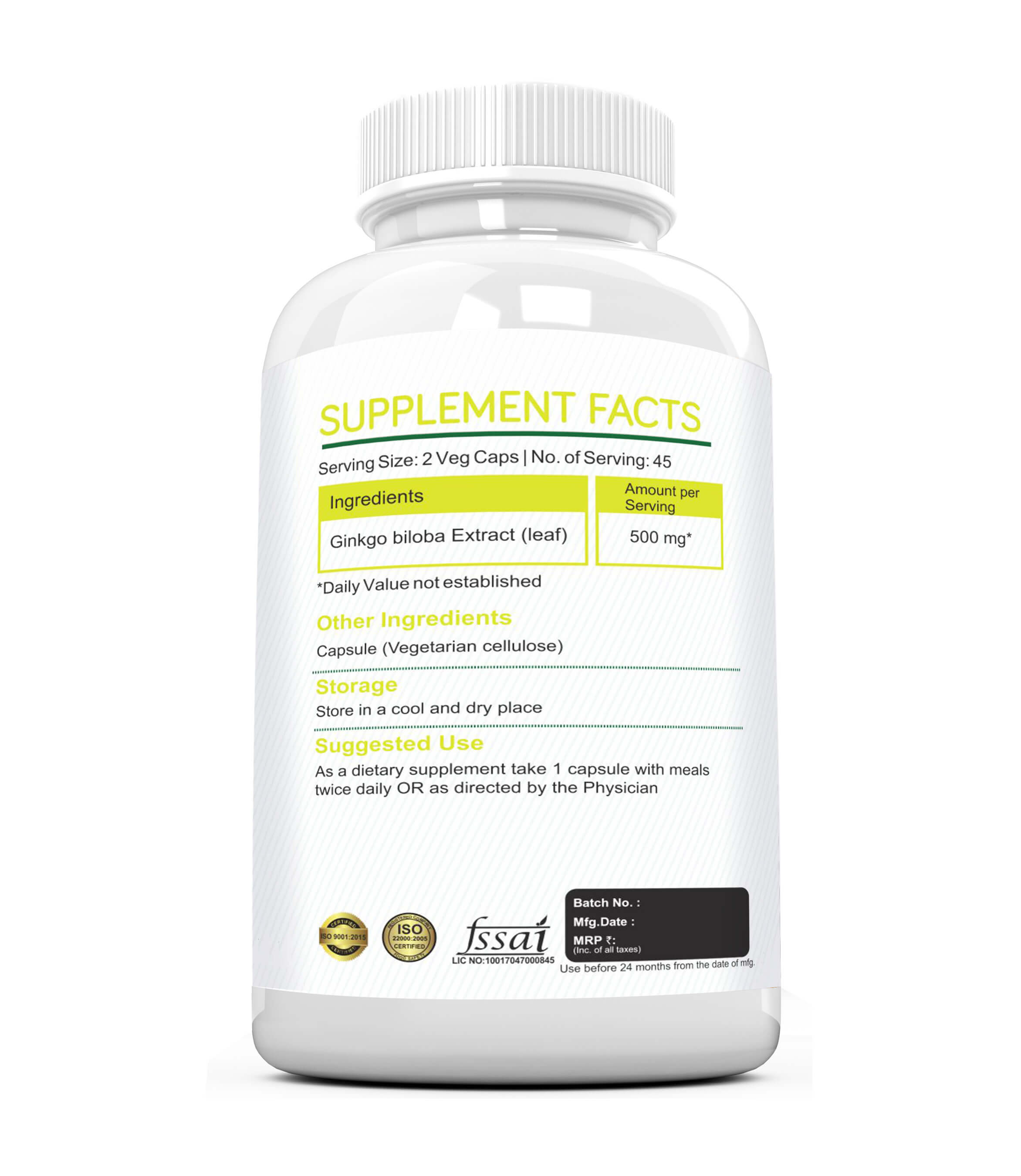 GINKGOBILOBA 500 mg Capsules