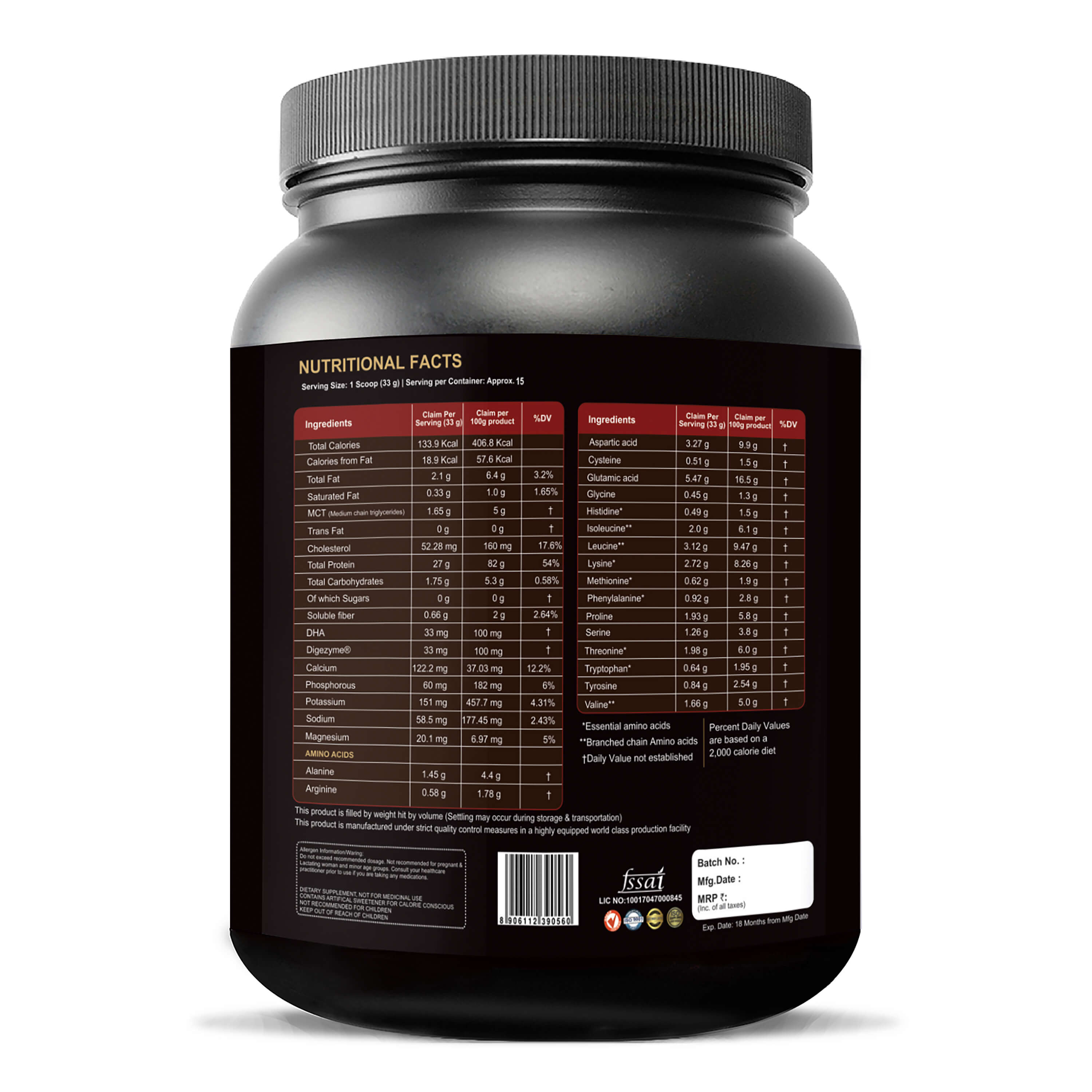 HEALTHY 100% GOLD STANDARD WHEY ISOLATE WITH DHA, MCT AND DIGEZYME