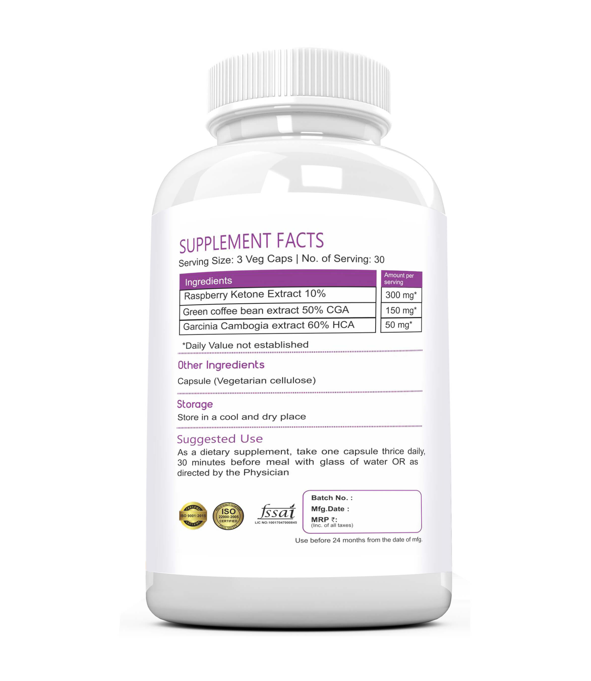 RASPBERRY KETONES WITH GREEN COFFEE BEAN AND GARCINIA CAMBOGIA Capsules