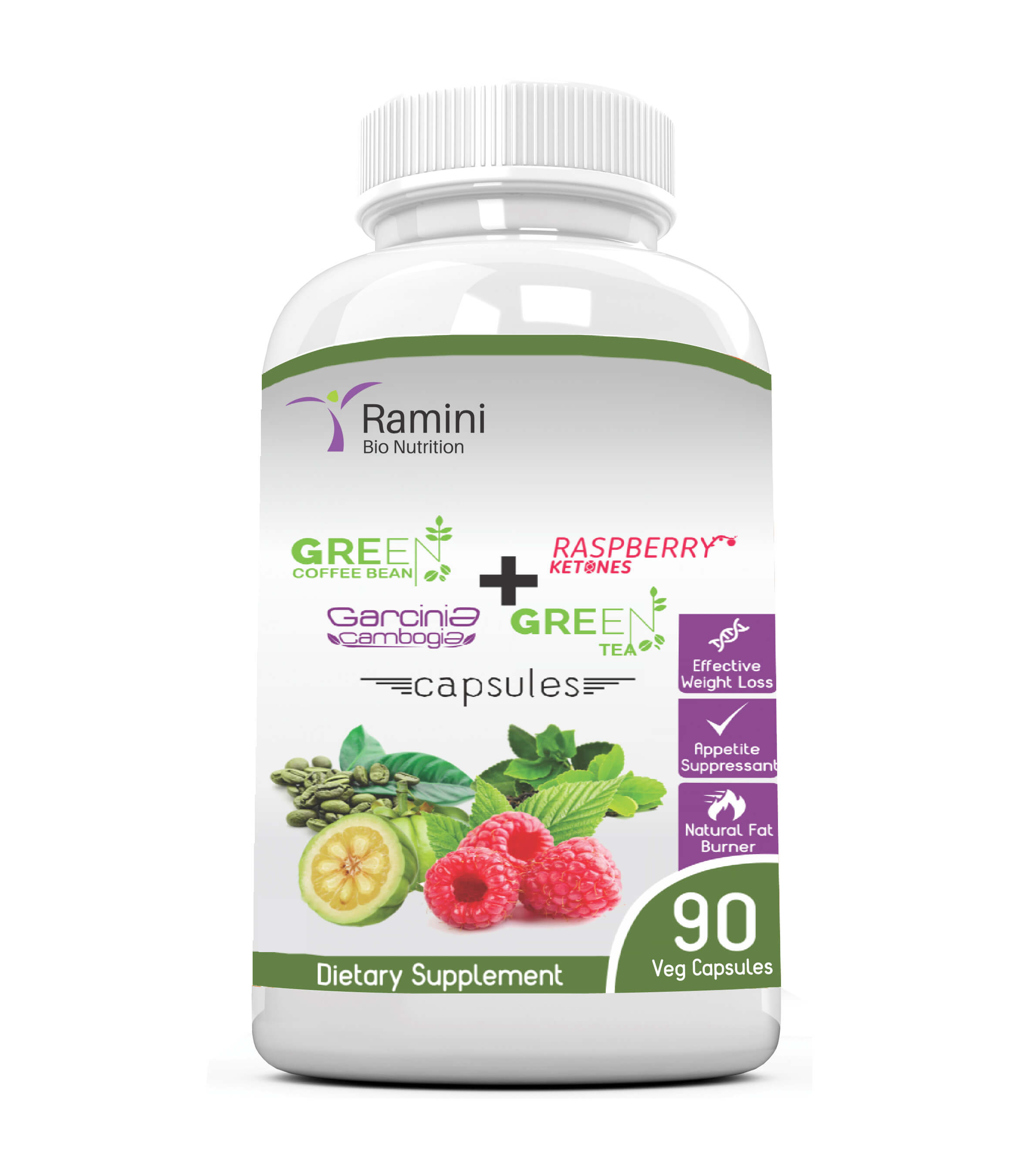 RASPBERRY KETONES WITH GREEN COFFEE BEAN, GARCINIA CAMBOGIA AND GREEN TEA Capsules